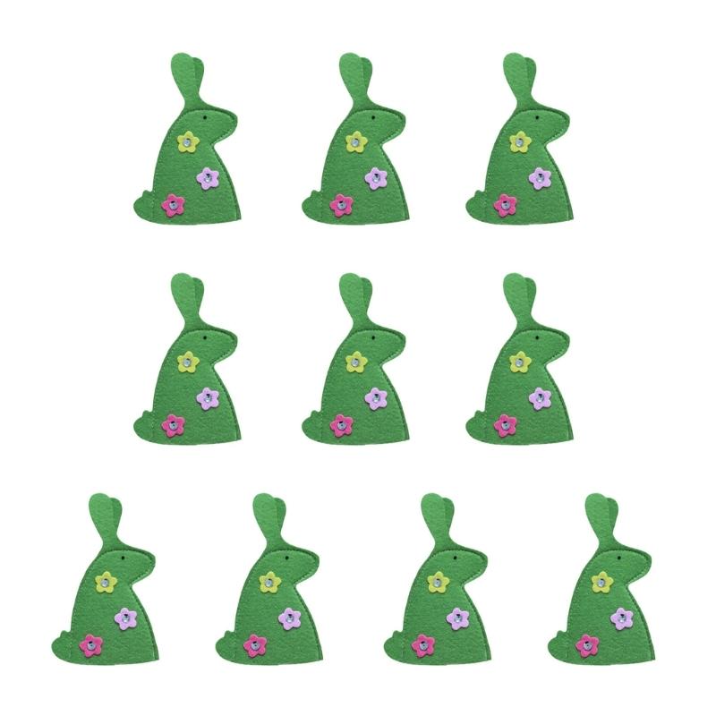 10Pieces Easter Bunnies Eggs Holder 18x10.50cm Fabric Eggs Covers Eggs Sleeve For Home Decoration Party Table Setting