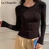 La Chapelle Women's Fishbone Design Slim Fit Long-Sleeve T-Shirt