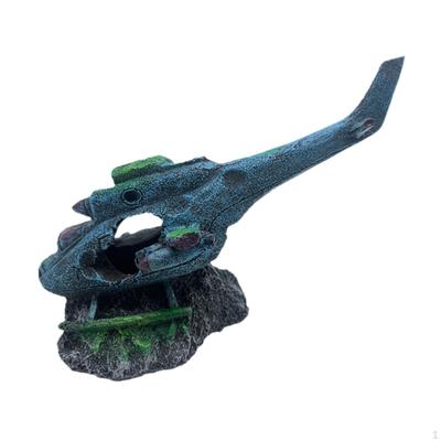 Decorazione Acquario Relitto Aereo Figurine Artigianato Multi Poroso per Nascondere Regali