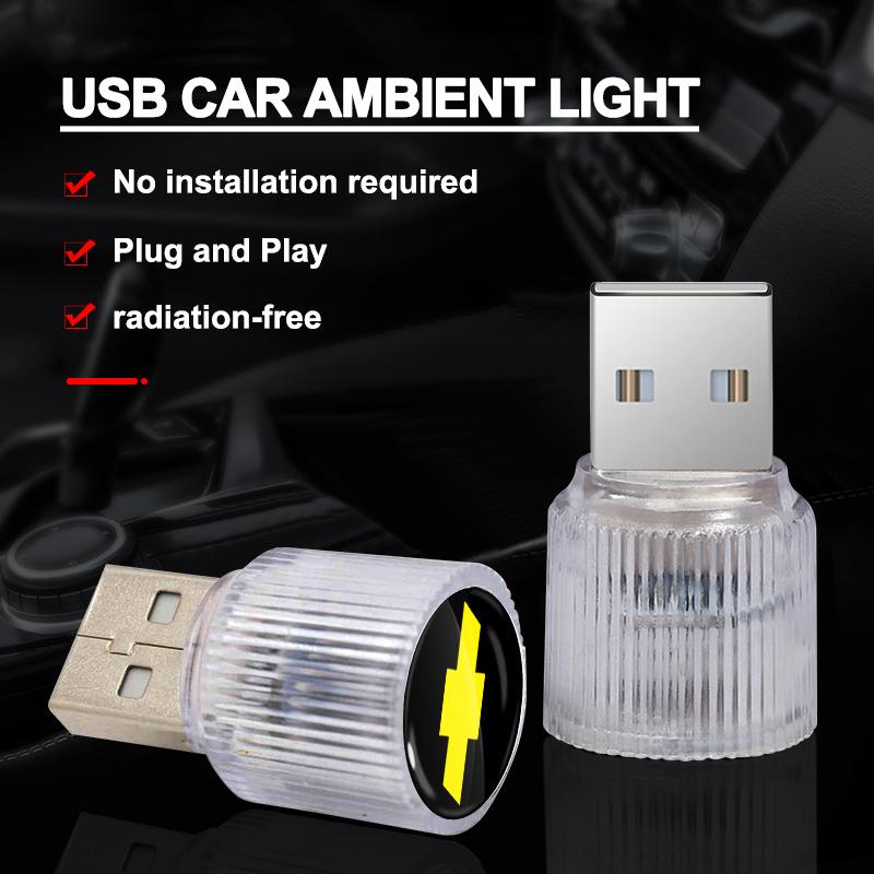 1Pcs USB Car LED Light Auto Interior Atmosphere Light Car Emblem Styling For Chevrolet Spark Silverado Trailblazer Cruze Captiva Lacetti
