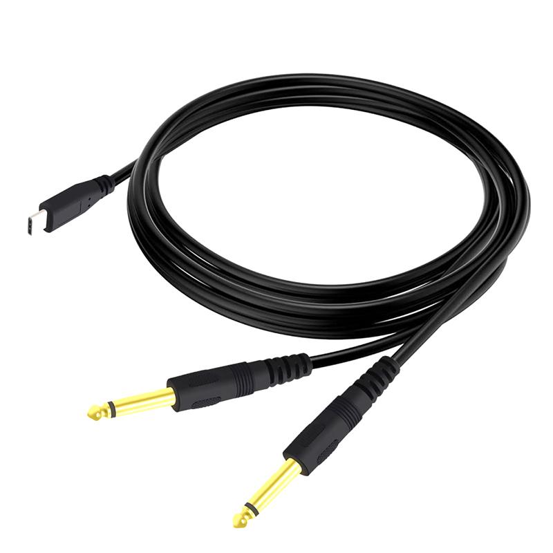1M 1Na2 Typ-C Na Dvojitý 6,35mm Samec TS Audio Kabel USB-C Na 1/4 Palcový Audio Kabel Y Rozbočovač Samec Pro Telefon Laptop Tablet PC