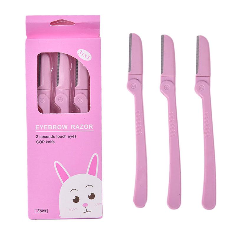 

3 шт./компл. триммер для бровей для лица, бритва для волос в подмышках, бритва для лица, бровей розовый