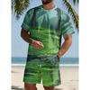 Coconut Palm Tree Men's Casual T-Shirt And Shorts Sets With A Print Style Artistic Outdoor Summer Clothing Casual 2-Piece Sets