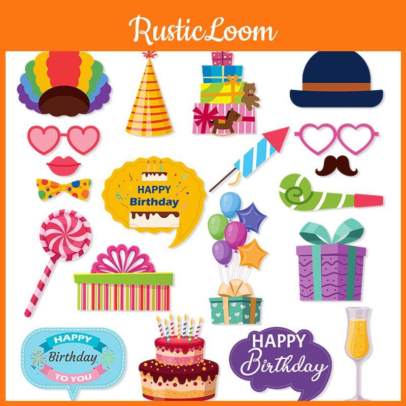 Celebration Photo Booth Props Kit With Cartoon Paper Materials For Kids And Adults