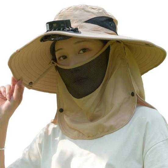 Fisherman Hat with Removable Fan Rotatable USB Fan Wide Brim Sun Hat UPF50+ Protection Adjustable Circumference Fishing Hat