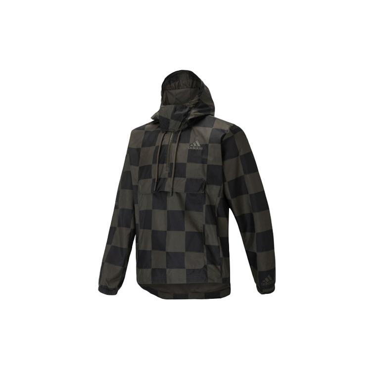 adidas M Wv Jkt Plaid Casual Stay Warm hooded track Jacket Black Men s HU0411 XL