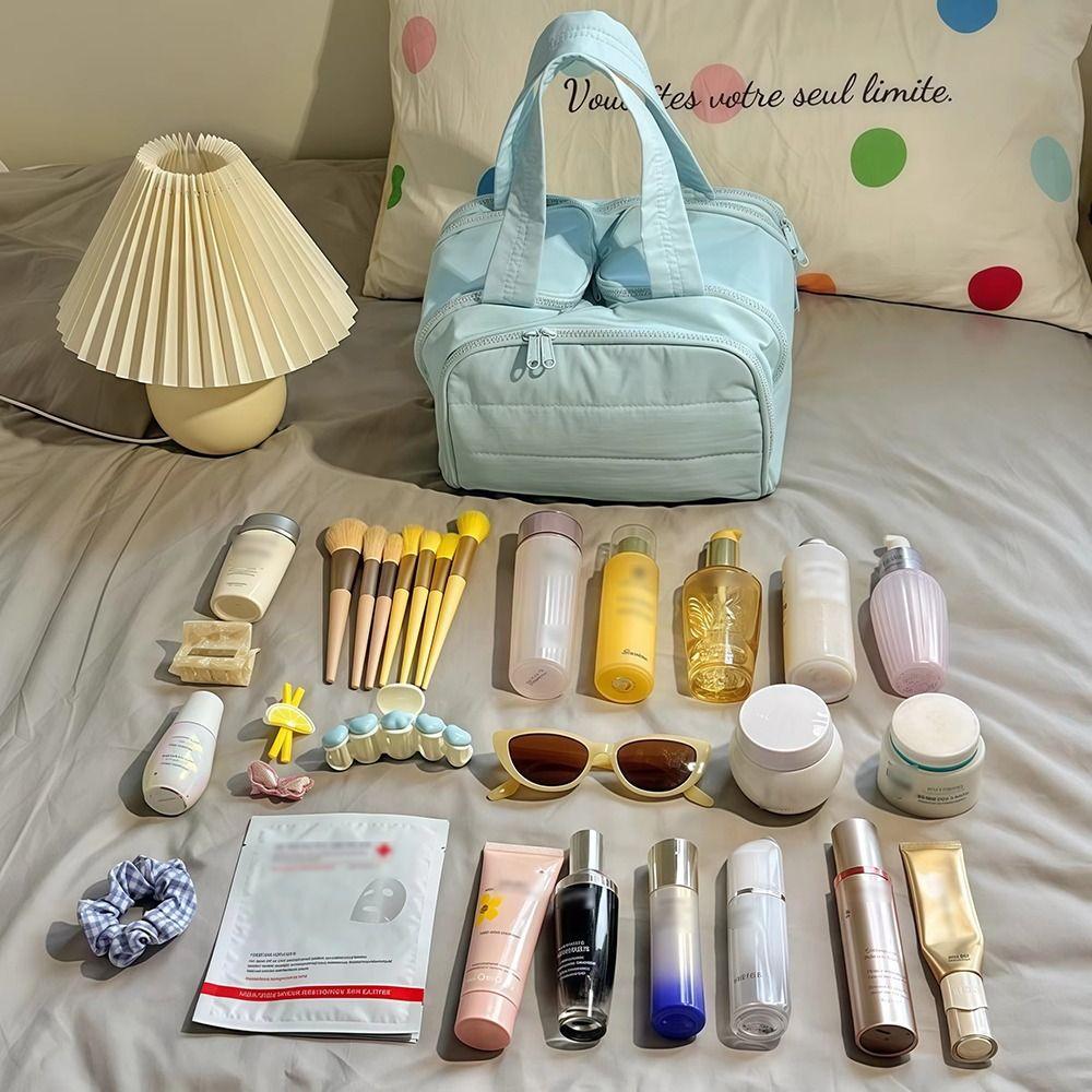 Multipocket Design Travel Toiletry Bag Zipper Closure Portable Makeup Pouch Shower Organizer