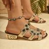 Fashion Rhinestone Sandals Women Summer 2025 New Round Toe Comfortable and Versatile Fashion Outside Wear Sandals and Slippers
