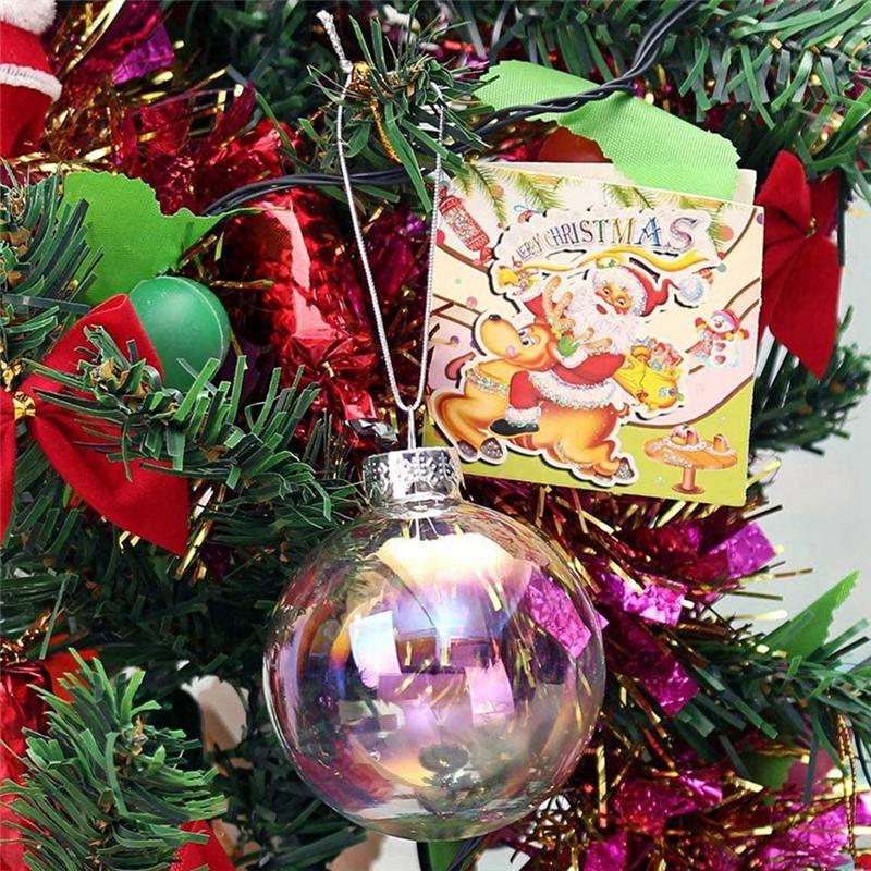 

24PCS Clear Plastic Fillable Christmas Balls 8cm DIY Xmas Tree Ornament Decoration Arts Crafts 1.5cm бордовый