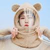 Winter cycling mask outdoor cold hat female cute plush pullover hat warm electric vehicle scarf integrated hat