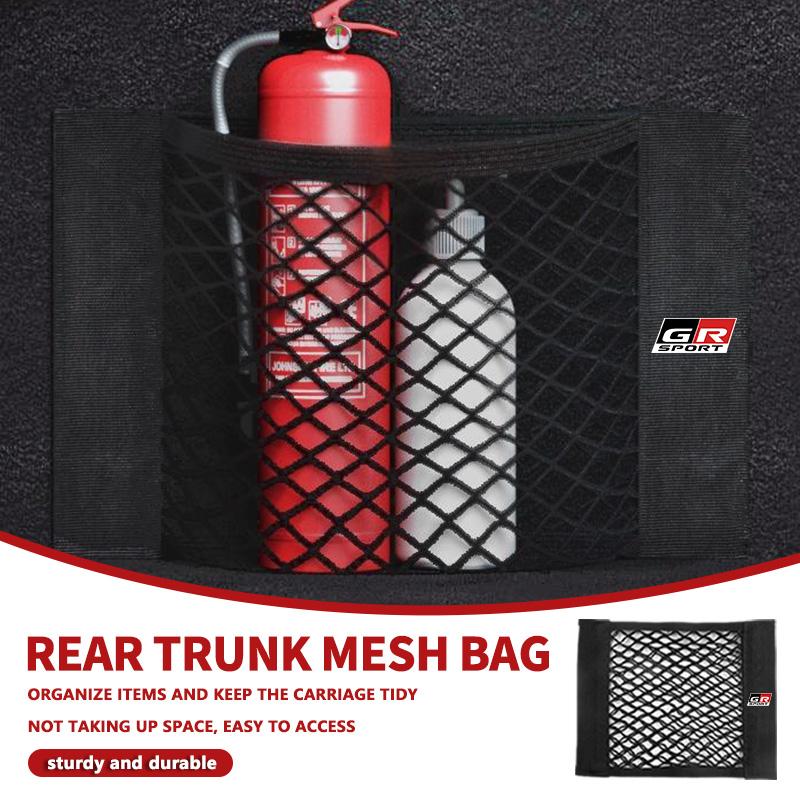 EBSKCS1 Car Styling Trunk Box Storage Bag Mesh Elastic String Net Pocket Organizer Accessories For Toyota Yaris Corolla Rav4 GR Auris