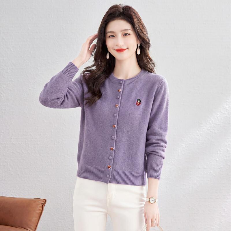 Women s Heart Pattern Single-Breasted Knitted Cardigan OS