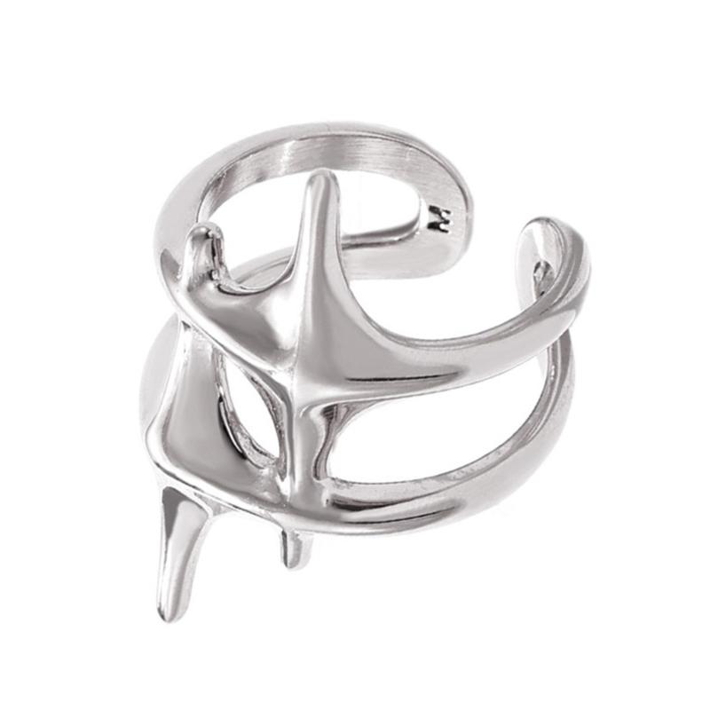 Versatile Crosses Star Ring Adornment in Gold/Steel Color Elegant Crosses Star Ring Symbolizing Faith and Strength
