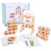 Wooden Rotating Letter Puzzle Blocks - Short Vowel Word Spelling Aid