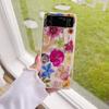 Niedliche Retro-Ölgemälde-Blumenmuster-Handyhülle für Samsung Galaxy Z Flip 4 3 5g, transparente Hart-PC-Abdeckung