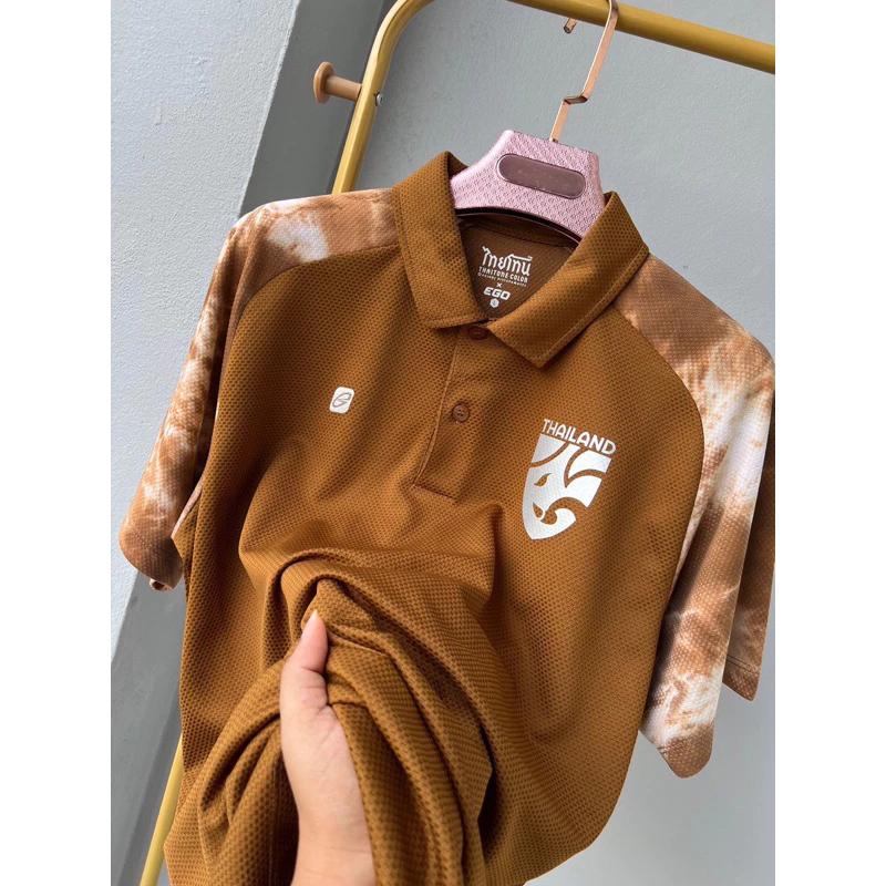 THAILAND National Football Soccer Tie Dye Pattern JERSEY CHEER Fan Vintage Version Quick Dry Shirt Polo Short Sleeve Uniform Elephant Logo Sport