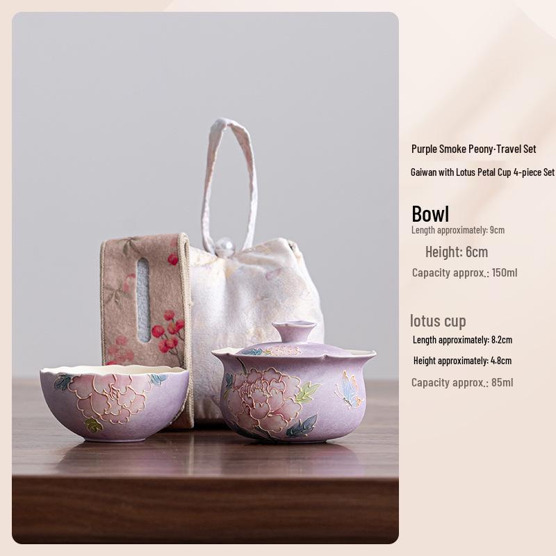 Exquisite Hand-Painted Peony Tea Set: Ceramic Pot & Cup, Perfect for Birthday or Mid-Autumn Festival Gifts