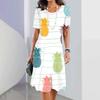 Cute Strawberry Printed Women's Long Dresses Summer Fashion Beach Wear Short Sleeves Hawaiian Style Maxi Dress For Lady Clothing