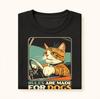 Driving Cat: Rules Are Made For Dogs T-Shirt - Retro Funny Kitty Graphic Tee