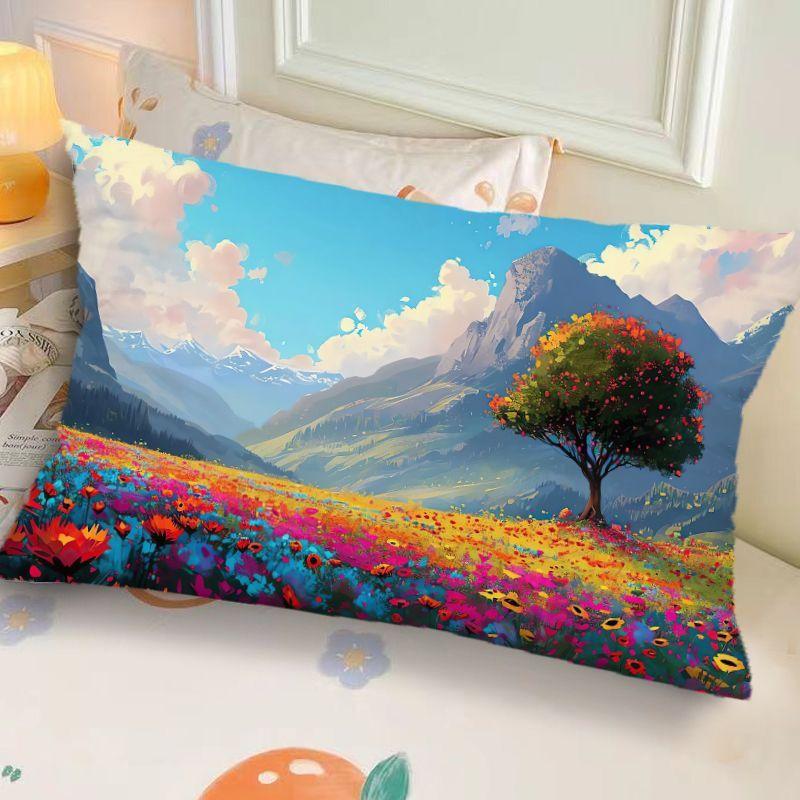 Ins-Style Ink Landscape Dormitory Pillow,Bedside Bedroom Pillow Gift,Nap Creative Living Room Sofa Cushion