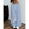 2026 Casual and Elegant Bohemian Style - Loose and Comfortable with Leaf Printed Wide Leg Elastic Waist Wide Leg Pants