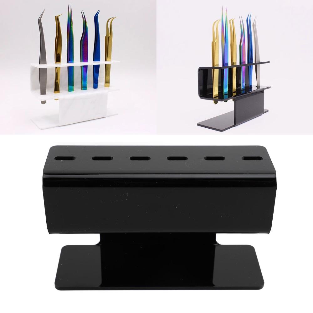 White Black Acrylic Tweezers Holder 13*7.8cm Tweezers Storage Holder Beauty Makeup Use