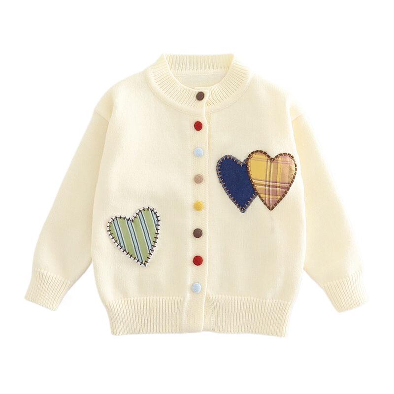 2025 Spring Heart Pattern Sweater for Girls - Versatile Knitwear for Kids