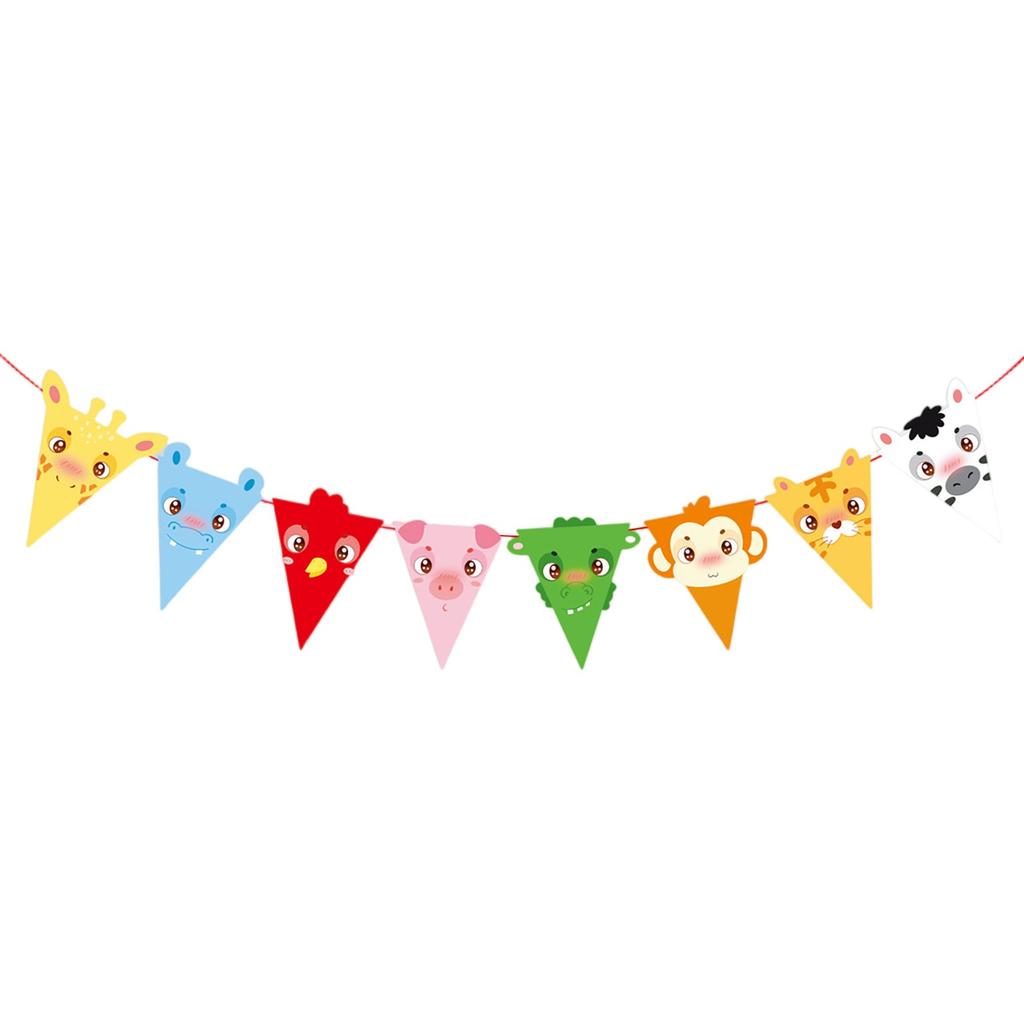 Children's Birthday Flag Kindergarten Shopping Mall Store Event Decoration Birthday Party Party Cartoon Pennant Flag