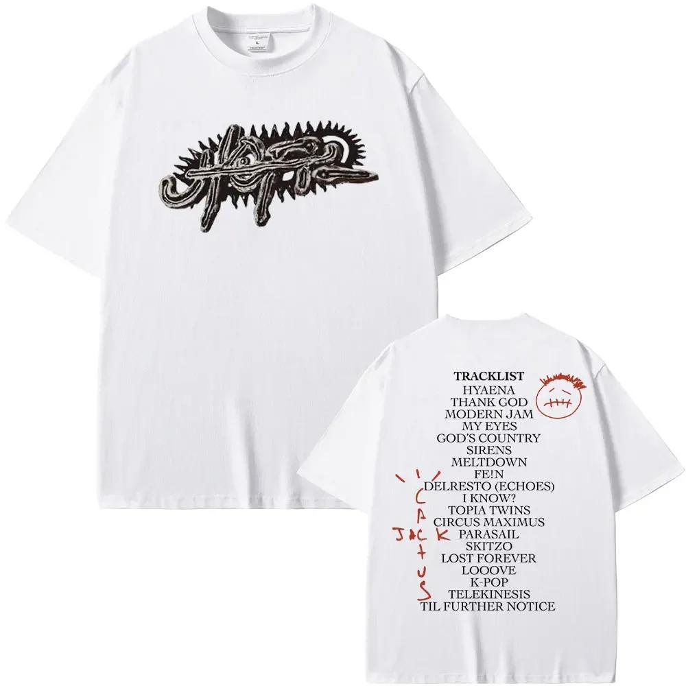 Maglietta da rapper Cactus Jack con grafica dell'album UTOPIA, maglietta hip hop da uomo in puro cotone, maglietta casual oversize da uomo, streetwear