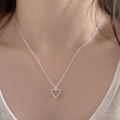 Colar feminino diário com pingente de coração em aço cirúrgico