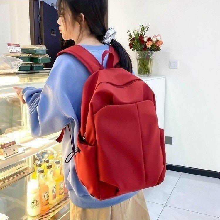 Schoolbag New Simple Men's and Women's Backpack Large Capacity Fashion School Bag Girls Junior High School Student Bag Lightweight Casual Backpack
