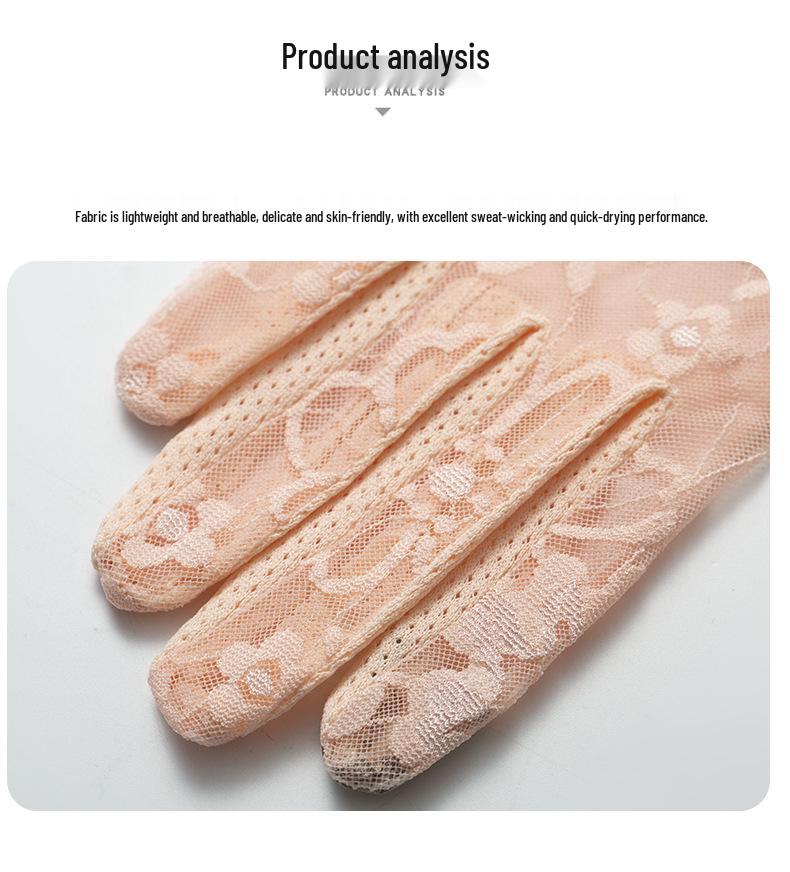 Women's Summer Ice Silk Lace Touchscreen Driving Gloves - Non-slip, Sun Protection, Short Length