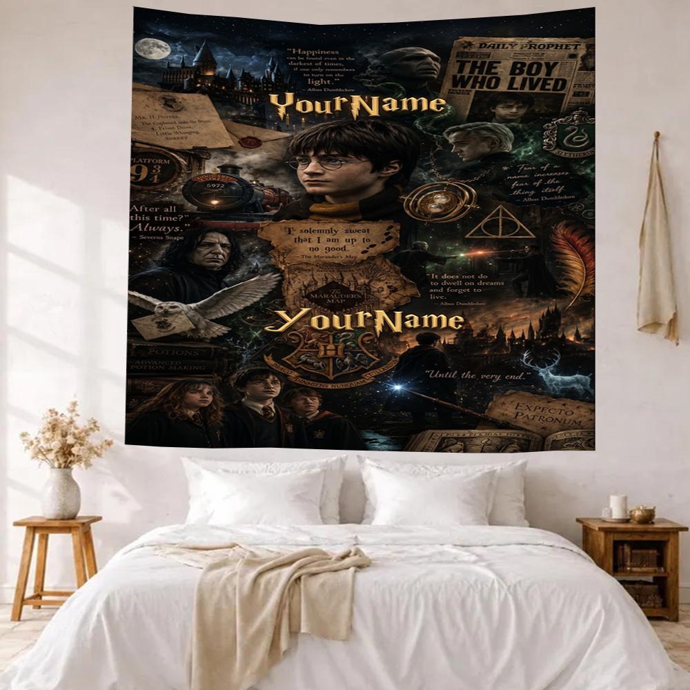 Gothic Illustrations Custom Your Name Wall Decor Tapestry Art For Pet Memorial Birthdaywedding Party Backdrop Family Gift