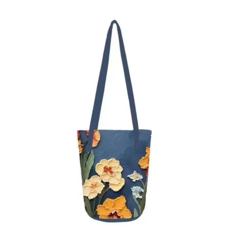 Premium Canvas Bag Women's New Large-capacity Bucket Bag Fashion Handbag Casual Versatile Shoulder Messenger Bag