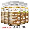 High-Concentration Ashwagandha Capsules with Organic Black Pepper, 1600mg, Suitable for Men and Women