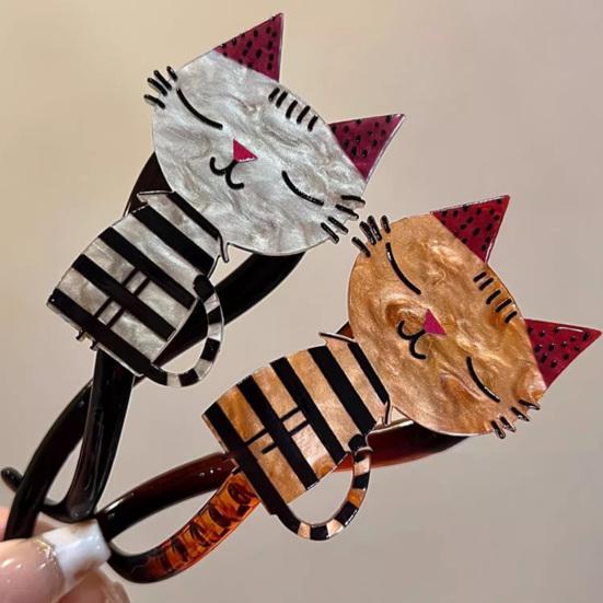 Girls Hair Clips Cartoon Cat Decor Twist Hair Claw Back Head Crab Holder Women Hair Styling Tool Hair Accessories