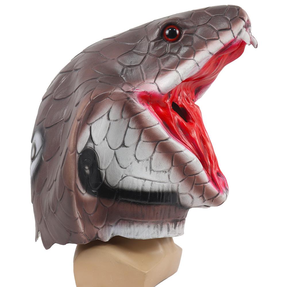 Halloween Animal Cobra Mask Scary Snake Latex Headgear Halloween Horror Realistic Animal Costume Props