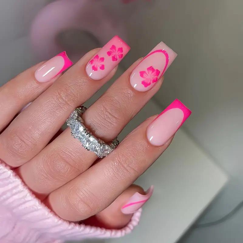 Френч Накладные Ногти - Набор из 24 Штук Стильных Европейских и Американских Типсов