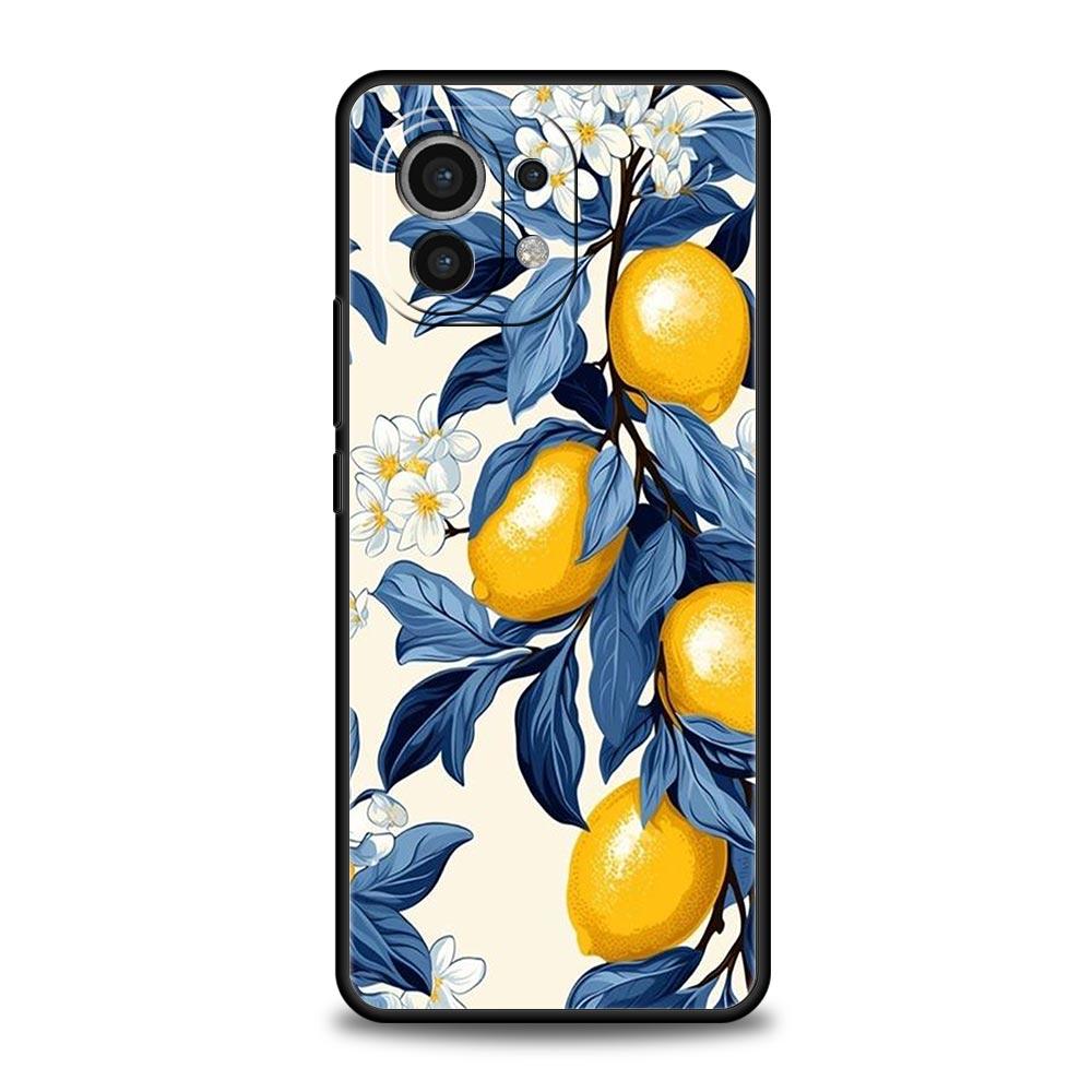 Handyhülle für Xiaomi Mi 15 14 13 12 11 Lite 14T 13T 12T 11T Pro Poco X6 X5 X3 Pro F6 F5 F4 Frucht Zitrone Schwarze Hülle
