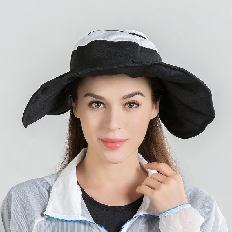 Empty top hat Outdoor women's beach sun protection hat Healthy fabric Versatile sun protection hat Big brim color matching sun protection hat