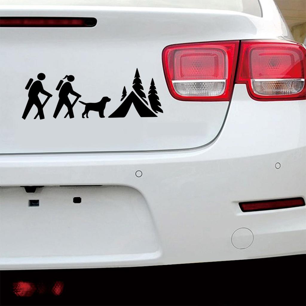 Hiker Dog Camping Tent Decal Sticker for Bumper, rear window, tailgate Adhesion Easy Hiking Life Wall Window Bumper Sticker
