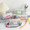1 Piece Sliver Color Student Pencil Case for Kids Boy Girl Casual Fashion Korean Stationery Storage Bag Student Supplies