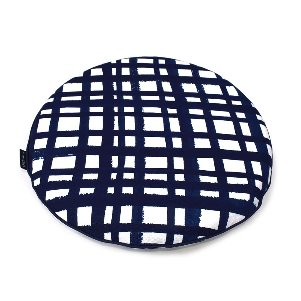 STYLE Decor Seat Cushion X Indigo Check Gingham Check Nordic Modern Stylish Zabuton Car Cushion W3602500 (34cm 34cm)