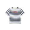 Pohodlný pulovr s kulatým výstřihem, tričko s krátkým rukávem, unisex topy, off-white s pruhy VN000NJFEG1
