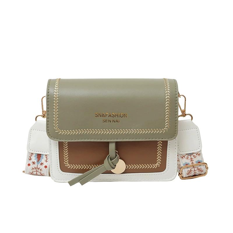 Fashionable Bag for Women, Versatile Crossbody Bag, Contrasting Color Shoulder Bags, Small Square Bag, Wide Shoulder Strap