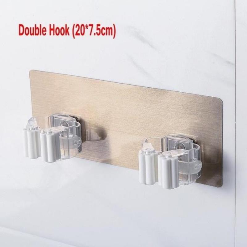 Portaoggetti Portaspazzole Portascope Portaoggetti Portautensili da cucina Accessori da parete per maggiordomo Gancio senza cuciture per punzonatura gratuita Fibbia per mocio da parete Gancio adesivo