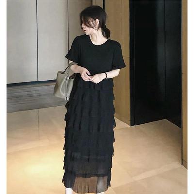 Übergröße T-Shirt Kleider Damen Baumwollkleider Locker Strand Casual Damen O-Ausschnitt Einfarbig Skinny Weich Einfarbig Kleider