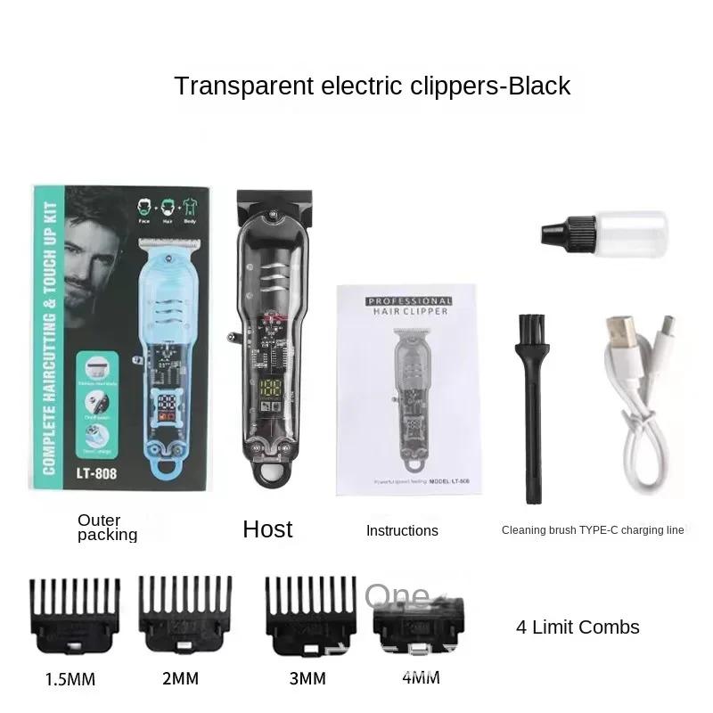 Transparent Electric Hair Trimmers Professional Hair Cutting Machine Rechargeable Clipper For Men Cordless Hair Cut Machine