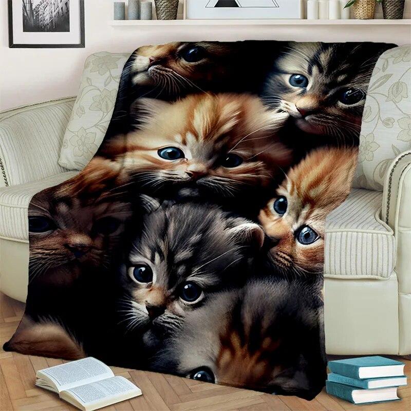 Roztomilá kočka kaliko, kočka Garfield, perská kočka, kreslená deka Ragdoll, měkká deka pro domácí ložnici přikrývka na pohovku pro děti