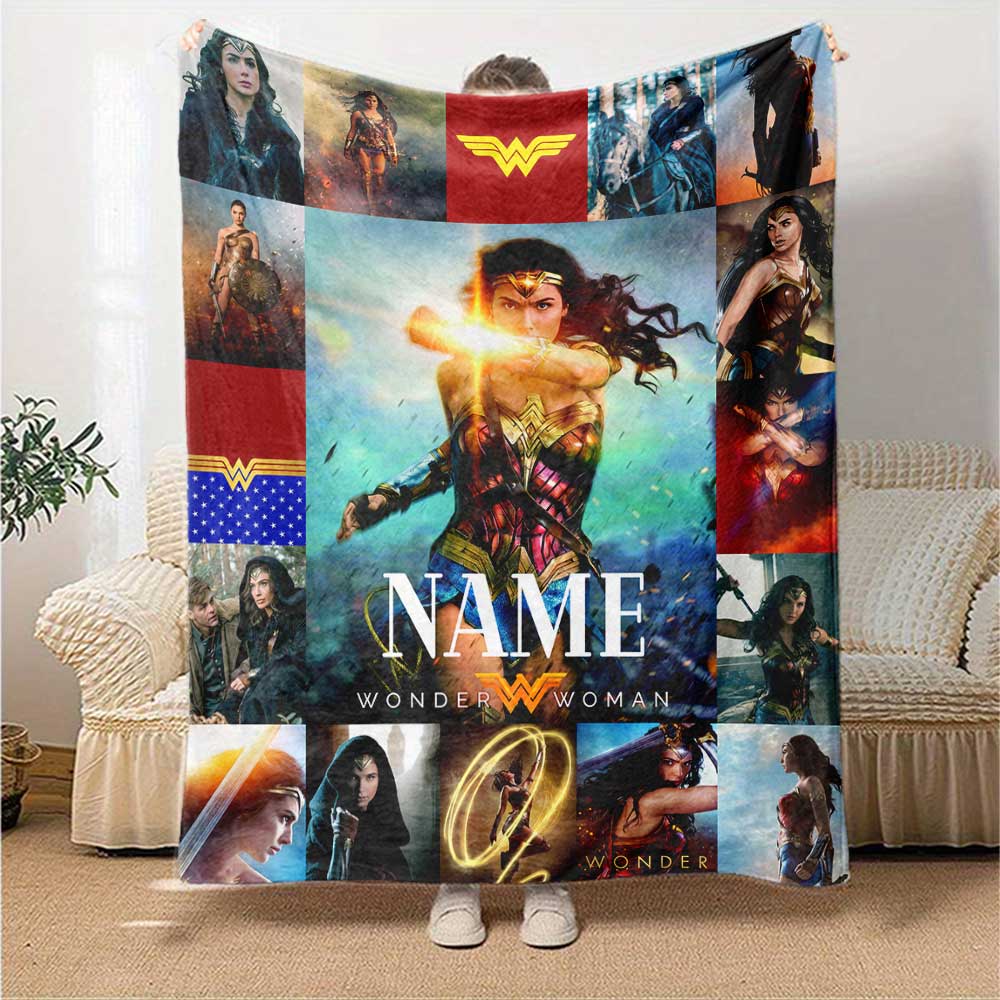 Warner (4) Customize Your Name Blanket Cozy Customizable Blanket Comfortable Suitable for Sofa Office Chair Home Decor Couch Ideal for All Seasons